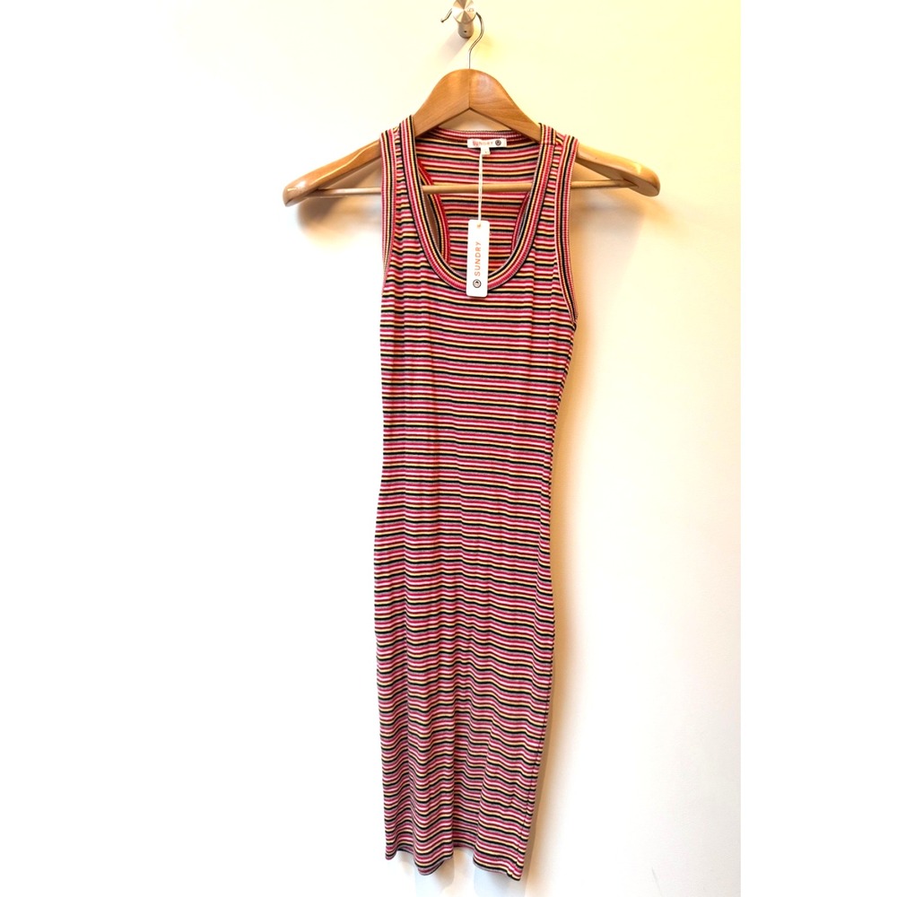 Sundry Women's Multicolor Striped Soft Midi Dress Sz 1 (S)‎ Vacation Resort NWT